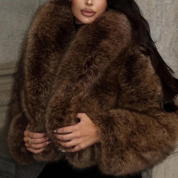 Fashion Nova Brown Fur Coat - Picture 7 of 9